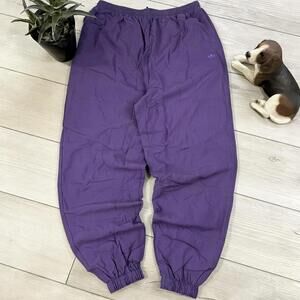 Adidas Originals Vintage Track Pants Purple Trefoil Logo Joggers Fleece Lined L